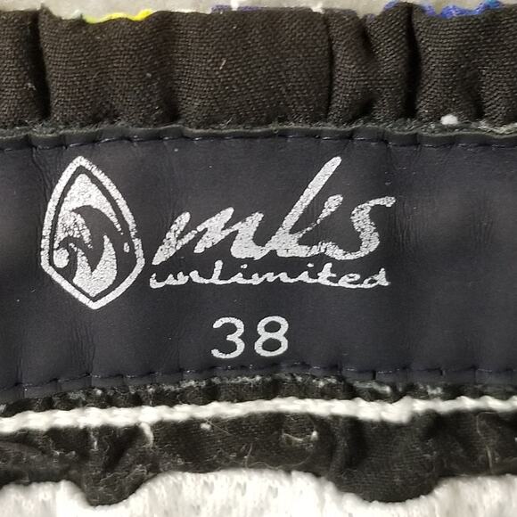 MKS Unlimited Swim Shorts Mens 38 Fish Print Board Trunks Lined Pockets Beach - Picture 16 of 16